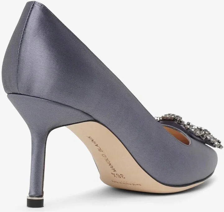 Hangisi 70 Crystal Buckle Satin Pumps - Image 2