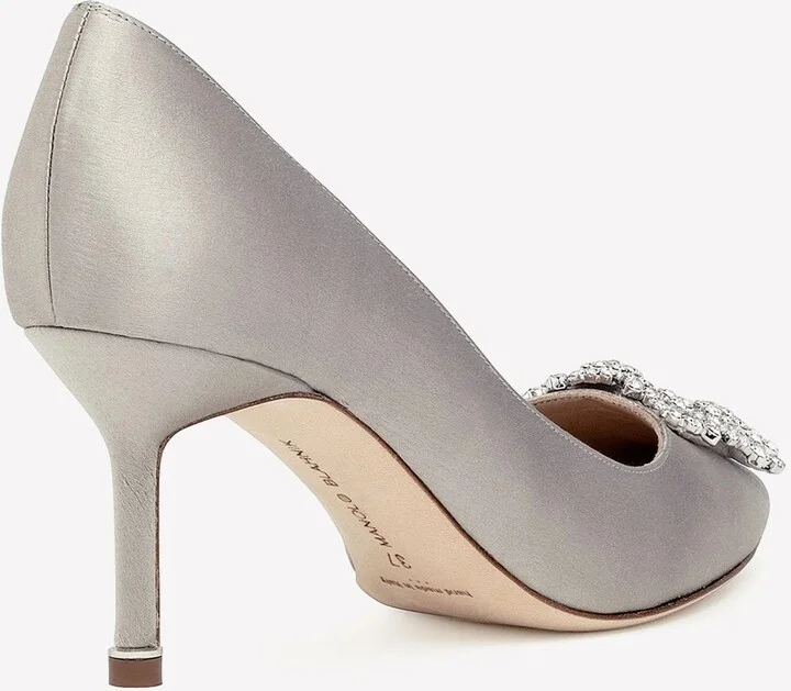 Hangisi 70 Crystal Buckle Satin Pumps - Image 2