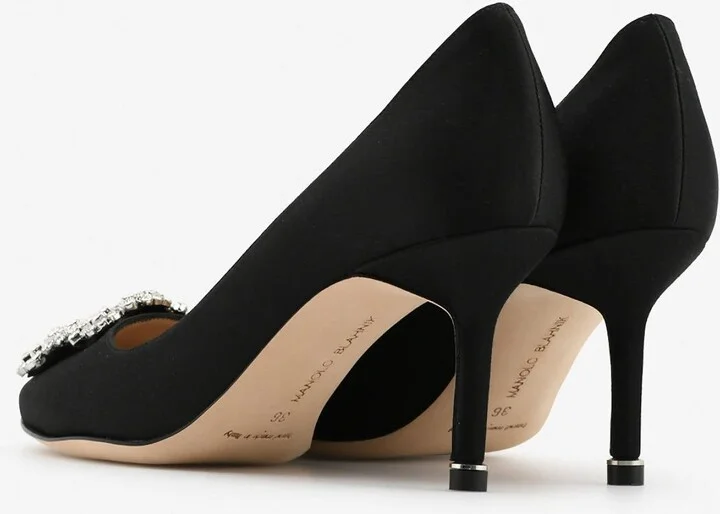 Hangisi 70 Crystal Buckle Satin Pumps - Image 2