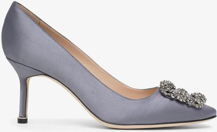 Hangisi 70 Crystal Buckle Satin Pumps
