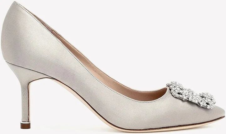 Hangisi 70 Crystal Buckle Satin Pumps