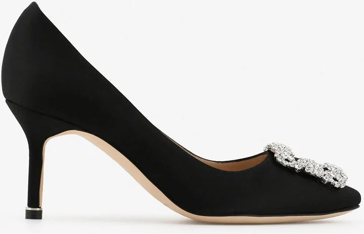 Hangisi 70 Crystal Buckle Satin Pumps