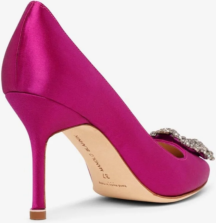 Hangisi 90 Crystal Buckle Pumps in Satin - Image 2