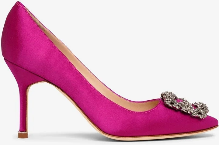 Hangisi 90 Crystal Buckle Pumps in Satin