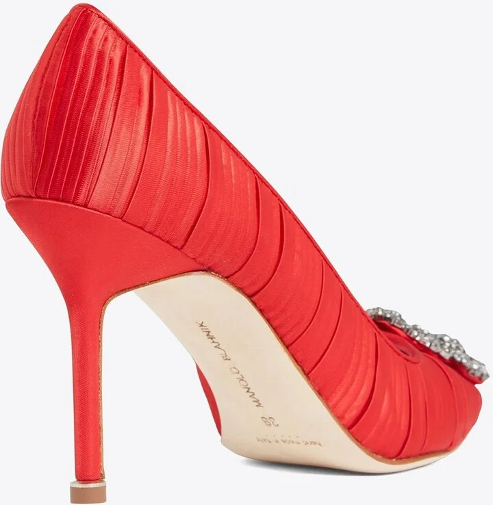 Hangisi 90 Crystal Buckle Satin Pumps - Image 2