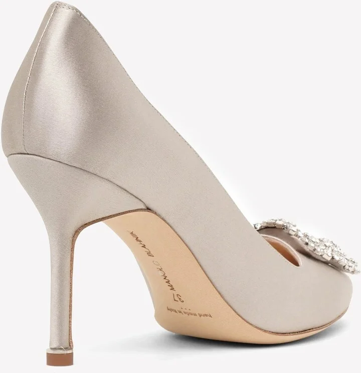 Hangisi 90 Crystal Buckle Satin Pumps - Image 2