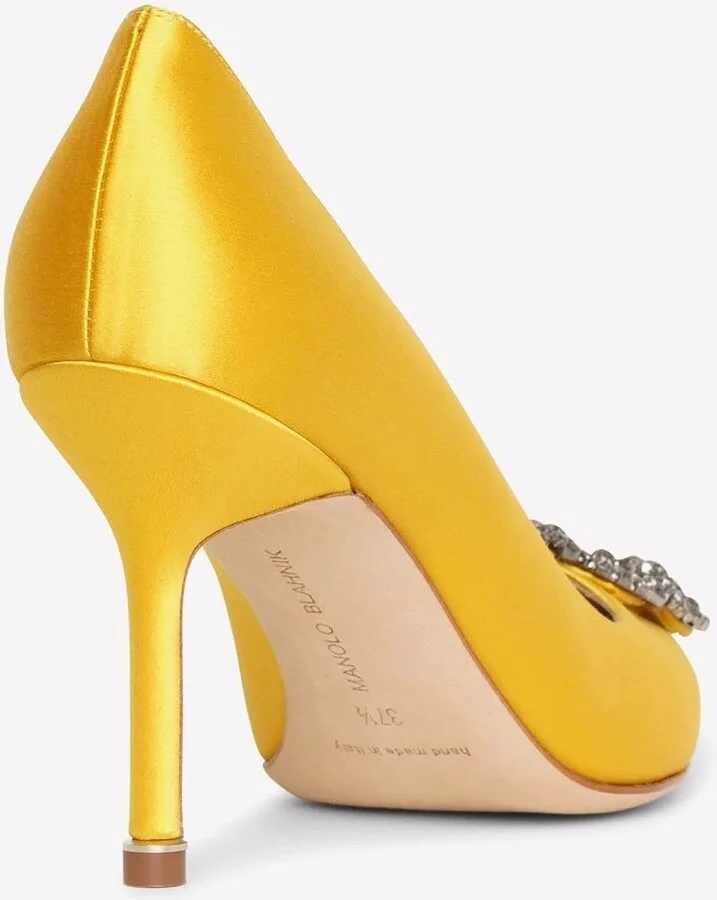 Hangisi 90 Crystal Buckle Satin Pumps - Image 2