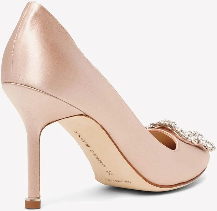 Hangisi 90 Crystal Buckle Satin Pumps - Image 2