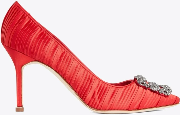 Hangisi 90 Crystal Buckle Satin Pumps
