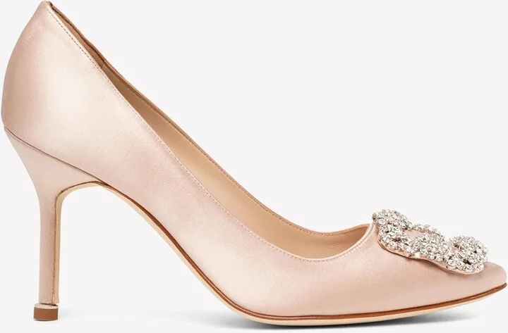Hangisi 90 Crystal Buckle Satin Pumps