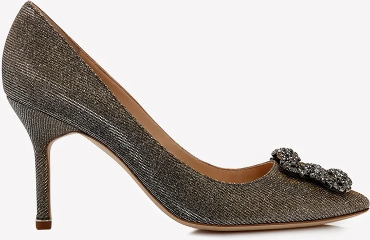 Hangisi 90 Glitter Crystal Buckle Pumps
