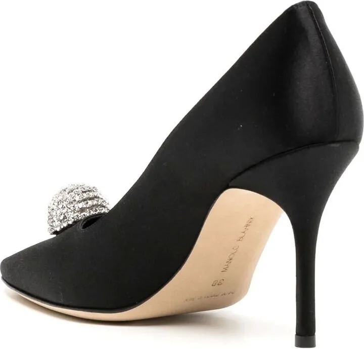 Hangisi 90mm appliqué satin pumps - Image 3