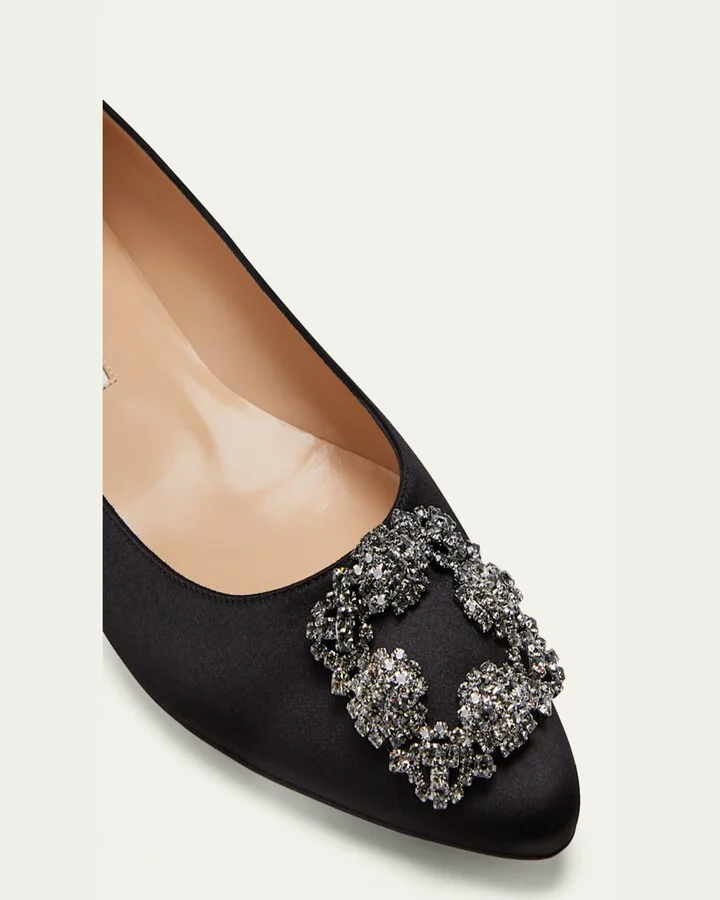 Hangisi Crystal-Buckle Satin Flat - Image 5