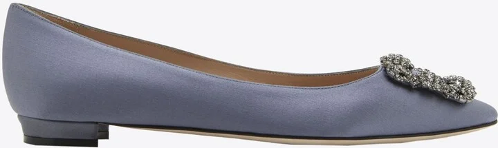 Hangisi FMC Crystal Buckle Satin Flats