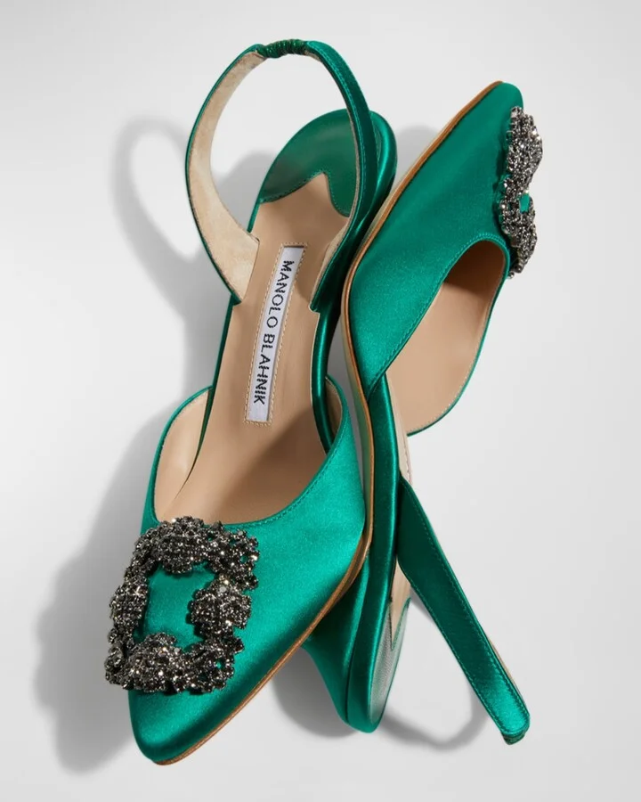 Hangisi Kitten-Heel Satin Slingback Pumps - Image 3
