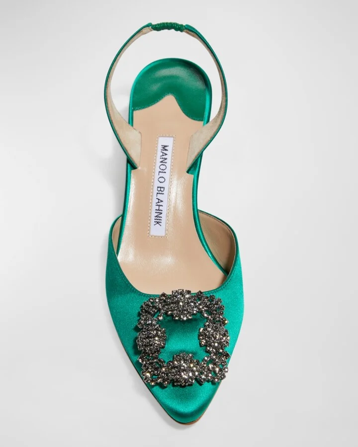 Hangisi Kitten-Heel Satin Slingback Pumps - Image 5