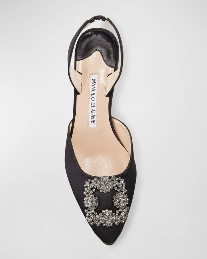 Hangisi Kitten-Heel Satin Slingback Pumps - Image 6