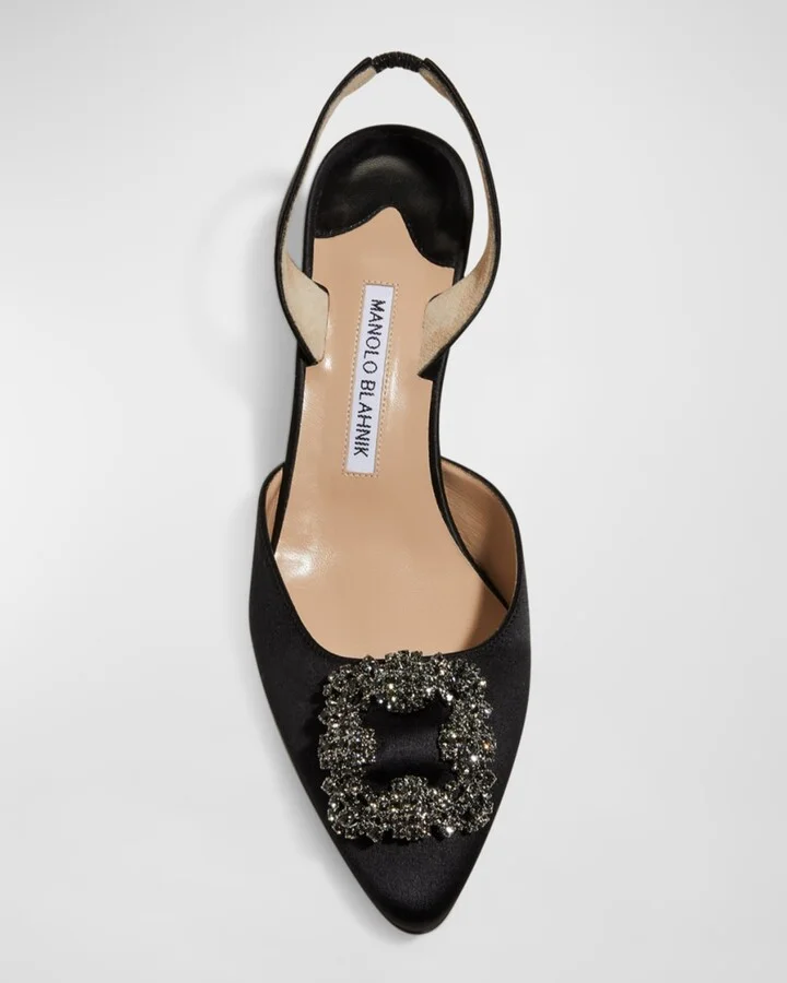 Hangisi Kitten-Heel Satin Slingback Pumps - Image 7