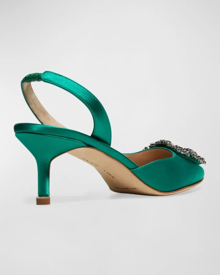 Hangisi Kitten-Heel Satin Slingback Pumps - Image 11