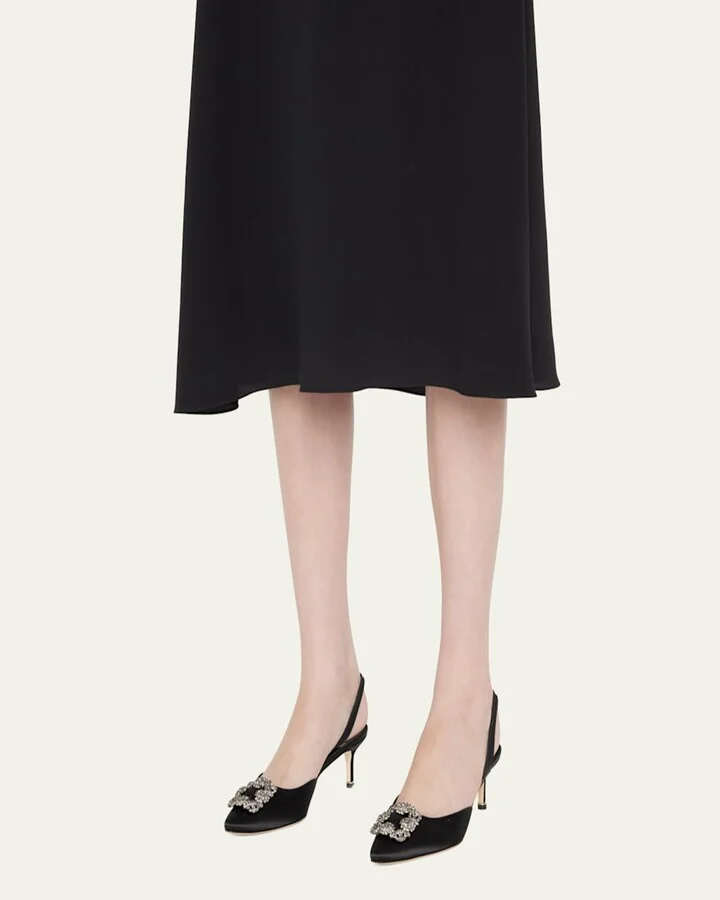 Hangisi Kitten-Heel Satin Slingback Pumps - Image 4