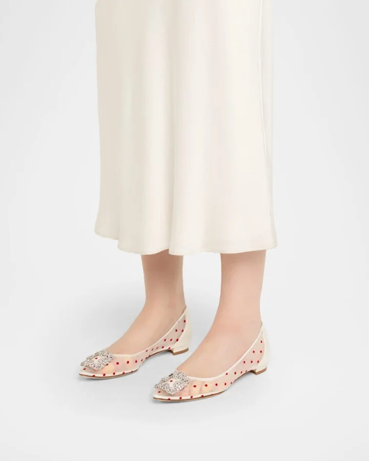 Hangisi Polka-Dot Mesh Ballerina Flats - Image 6