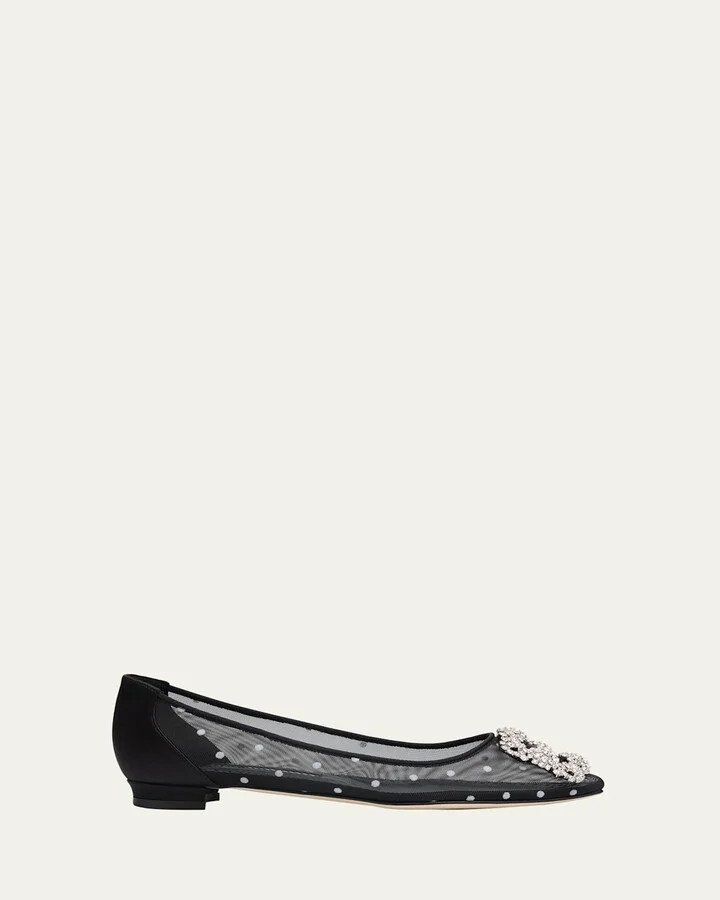 Hangisi Polka-Dot Mesh Ballerina Flats