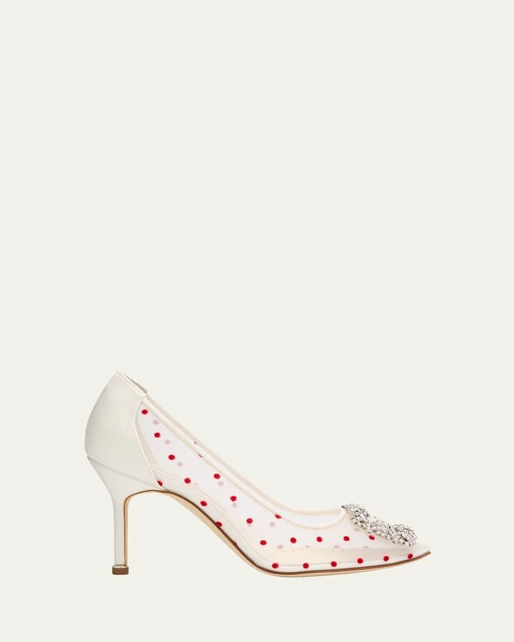 Hangisi Polka-Dot Mesh Pumps