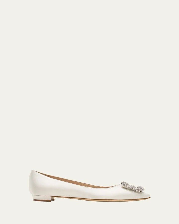 Hangisi Satin Buckle Ballerina Flats