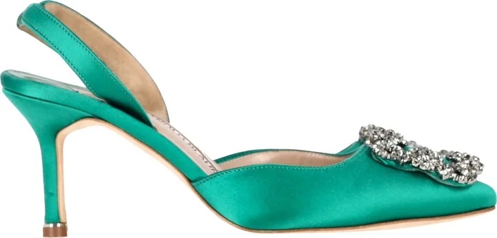 Hangisi70 Embellished Slingback Pumps in Green Satin