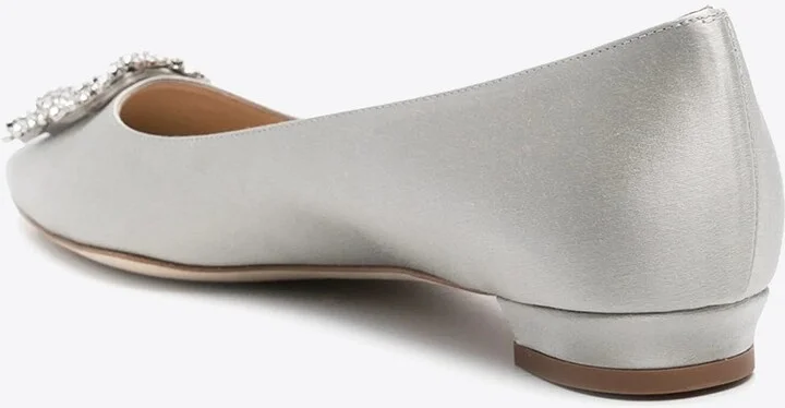 Hangisiflat Crystal Buckle Satin Ballet Flats - Image 2