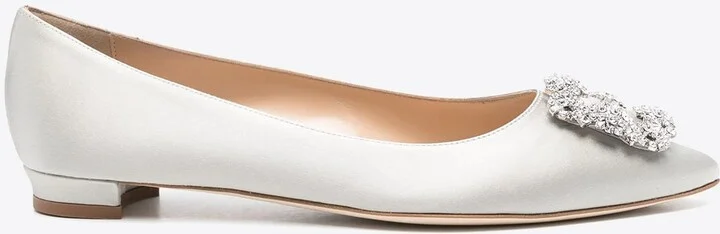 Hangisiflat Crystal Buckle Satin Ballet Flats