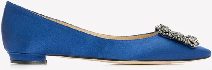 Hangisiflat Crystal Buckle Satin Flats