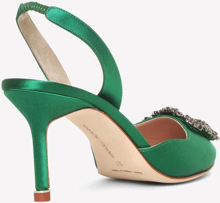 Hangisli 70 Crystal Buckle Slingback Pumps in Satin - Image 2
