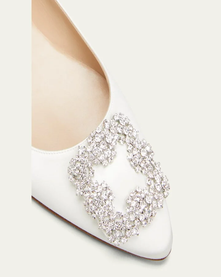 Hangsi Satin Crystal-Buckle Ballerina Flats - Image 2