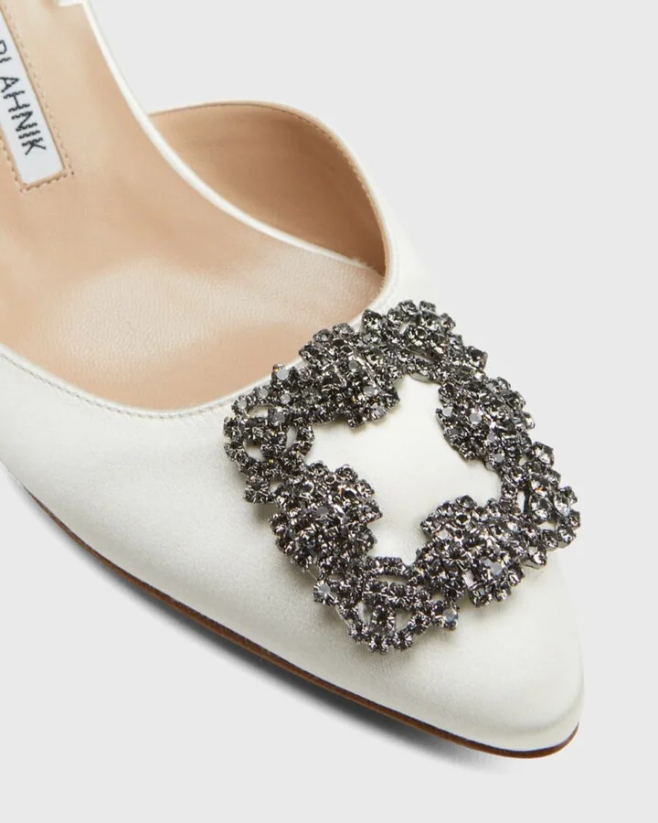 Hangsi Satin Crystal-Buckle Halter Pumps - Image 3