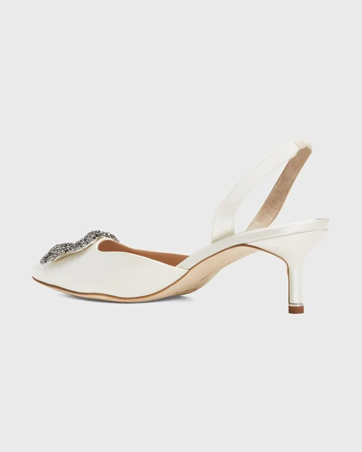 Hangsi Satin Crystal-Buckle Halter Pumps - Image 4