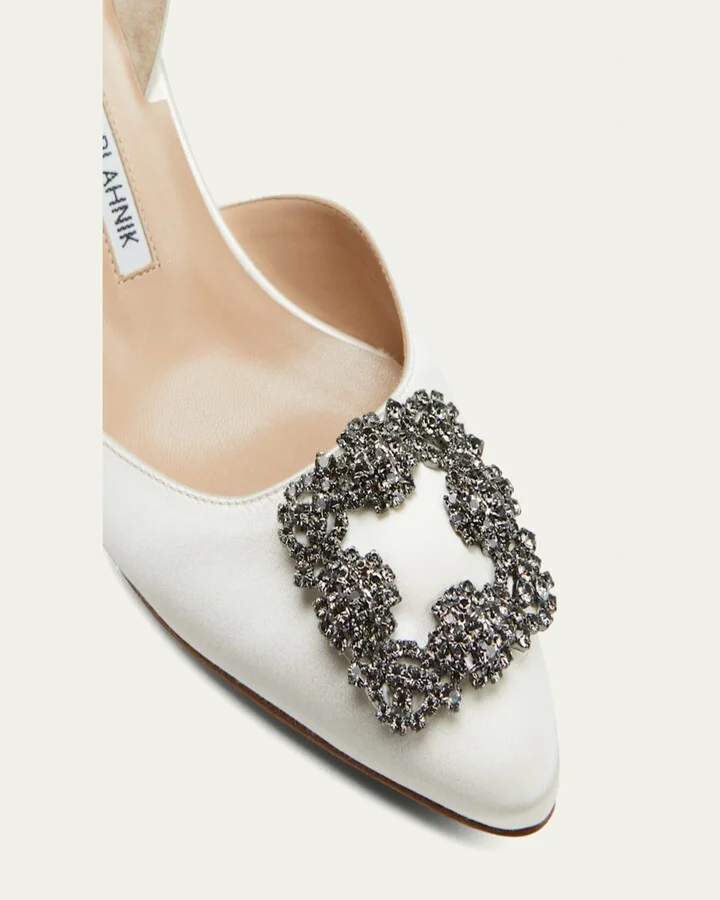 Hangsi Satin Crystal-Buckle Halter Pumps - Image 3