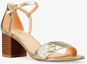 Hannah Metallic Block Heel Sandal