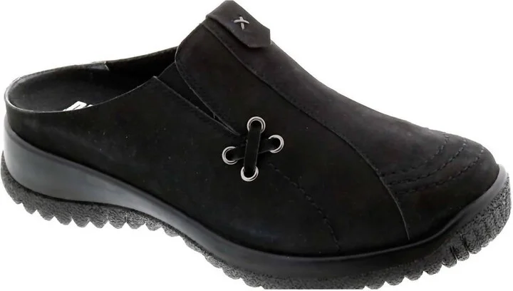 Hannah Slide On In Black Nubuck