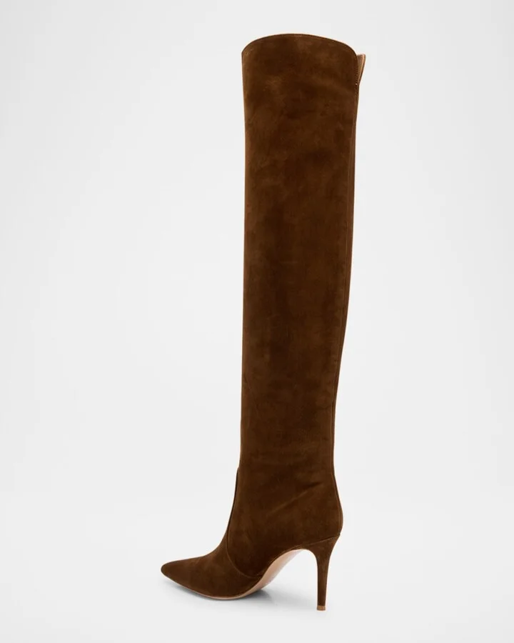 Hansen Suede Pointed-Toe Knee Boots - Image 3