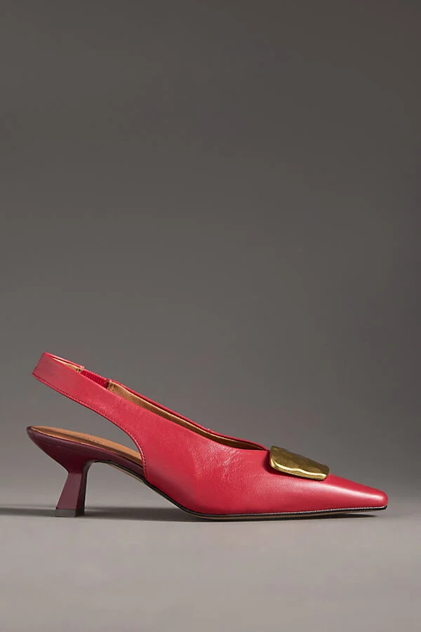 Hardware Snip-Toe Slingback Kitten Heels - Image 2
