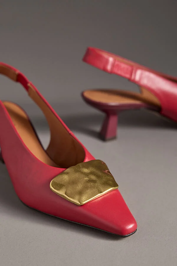 Hardware Snip-Toe Slingback Kitten Heels - Image 3