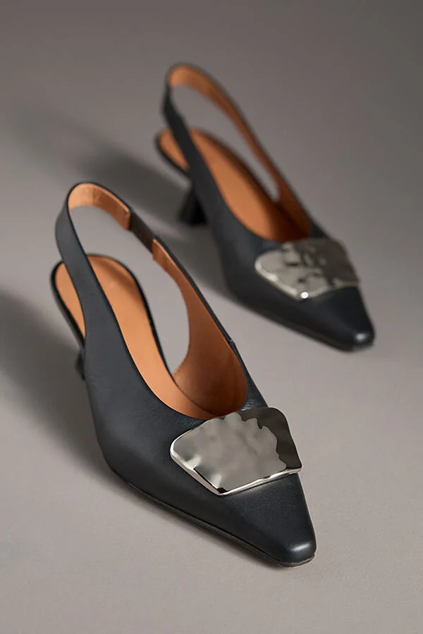 Hardware Snip-Toe Slingback Kitten Heels - Image 2