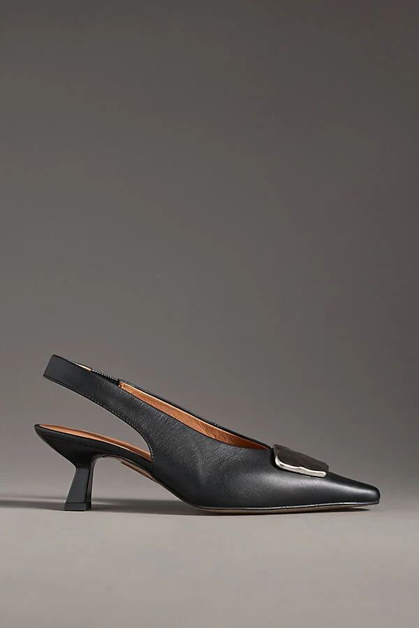 Hardware Snip-Toe Slingback Kitten Heels