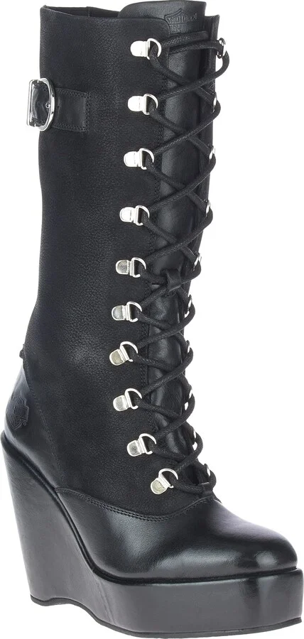 HARLEY-DAVIDSON FOOTWEAR Women's Celina 10" LACE Wedge Fashion Boot