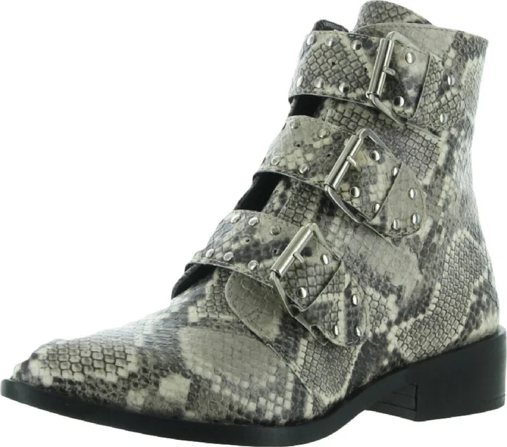 Harmon Womens Embossed Faux Leather Ankle Boots