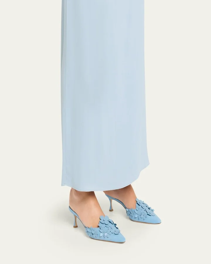 Harnes Flower Suede Kitten-Heel Mules - Image 10