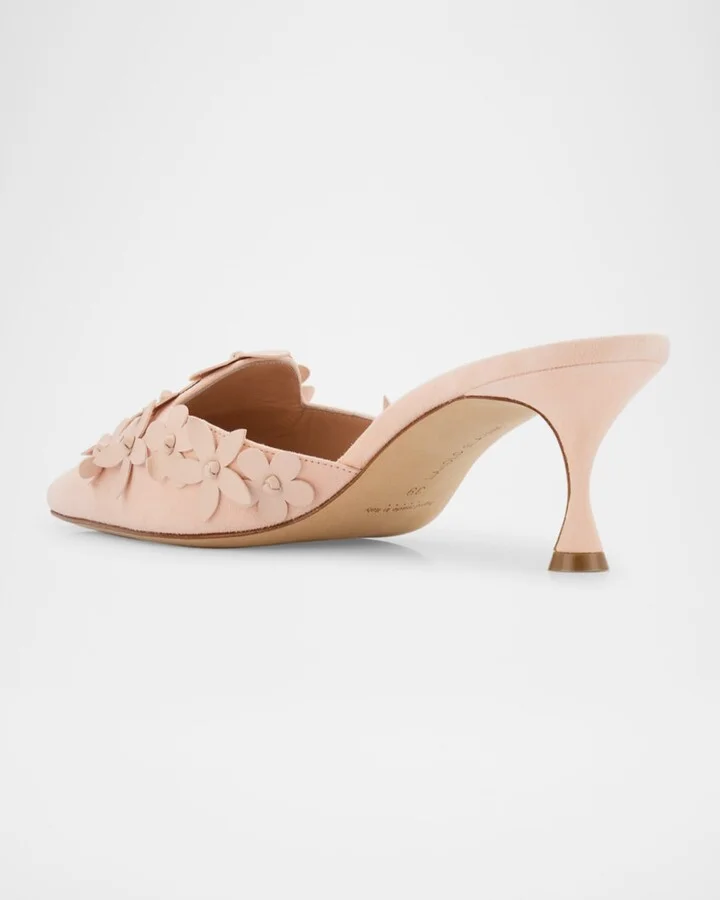Harnes Flower Suede Kitten-Heel Mules - Image 2