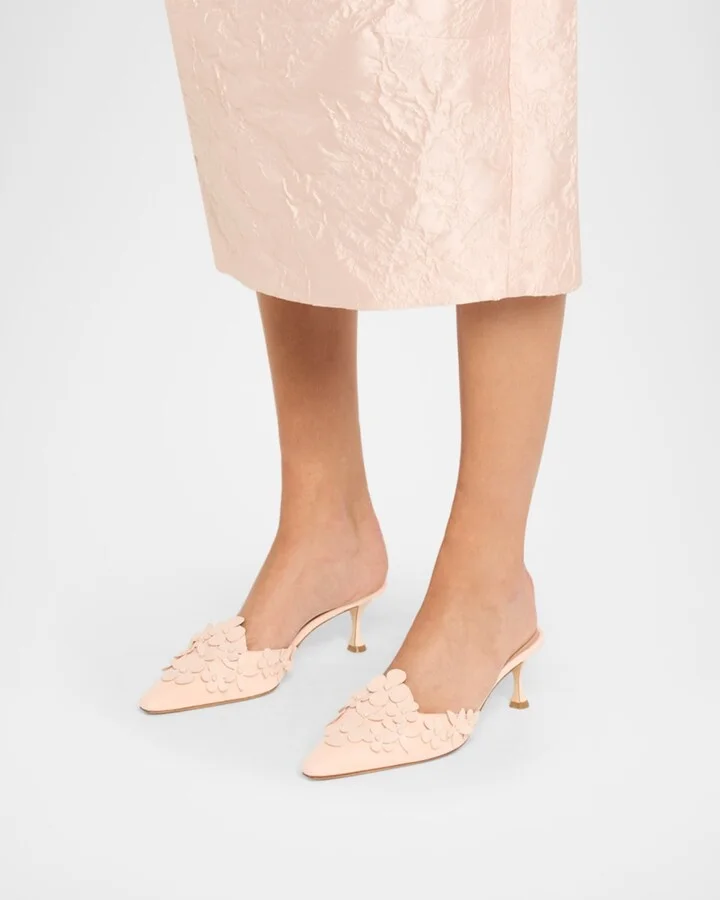 Harnes Flower Suede Kitten-Heel Mules - Image 6