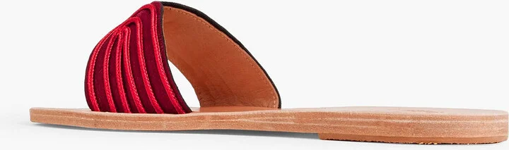 Harness embroidered satin slides - Image 3